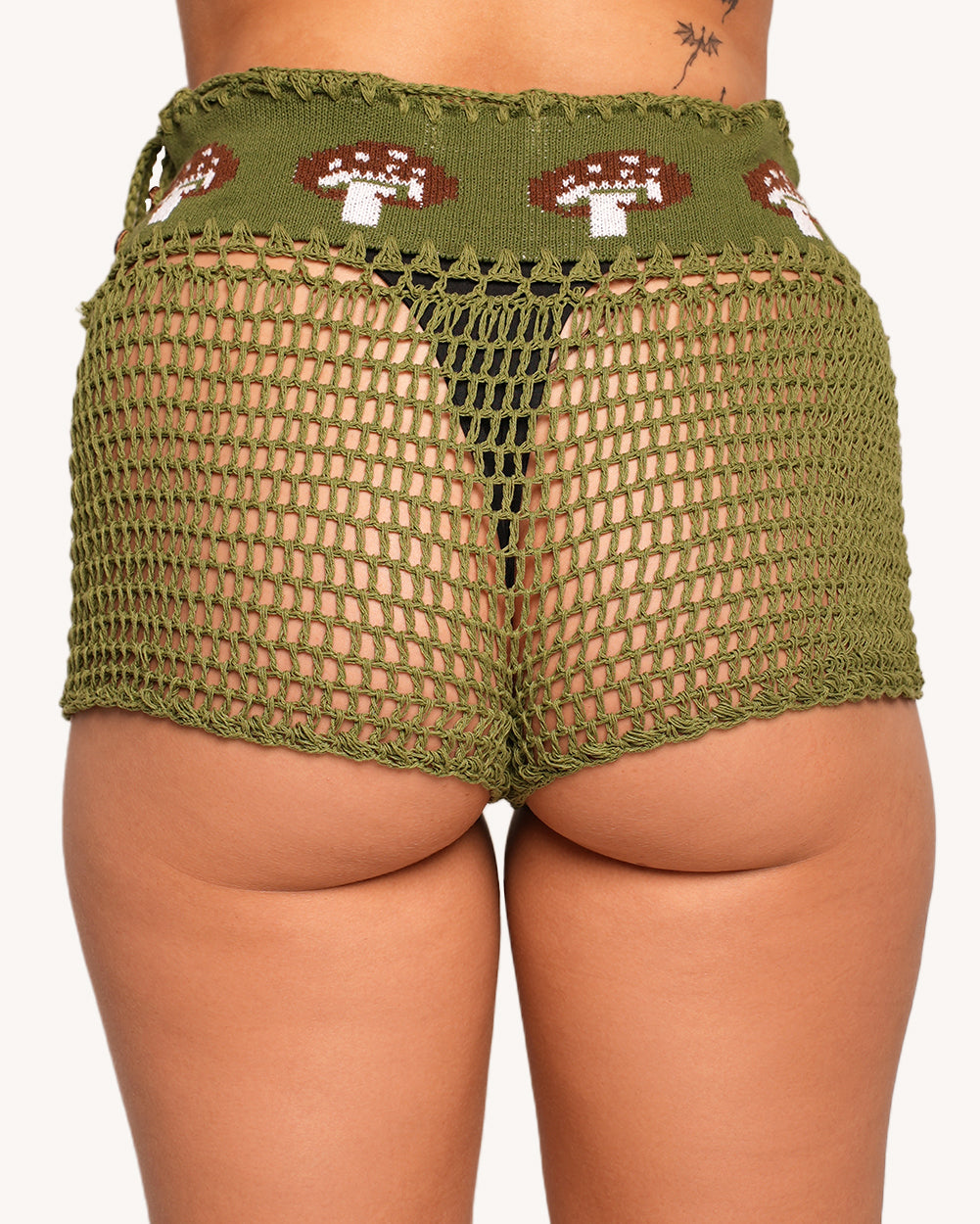 Forest Floor Mushroom Crochet Shorts - Image 1