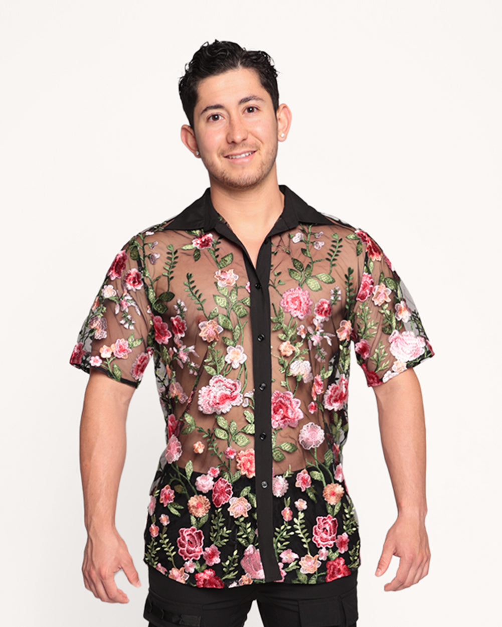 Forest Nymph Floral Camp Shirt-Black/Pink/White-Regular-Front--Eric2---L