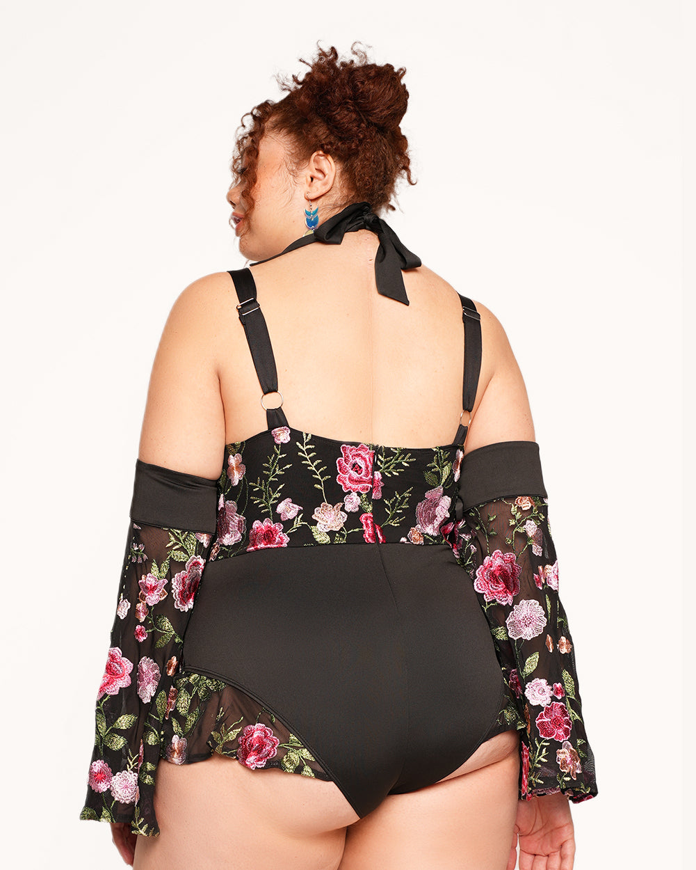 Forest Nymph Stretch Halter Lace Bodysuit Set 2.0 - Black - Image 6