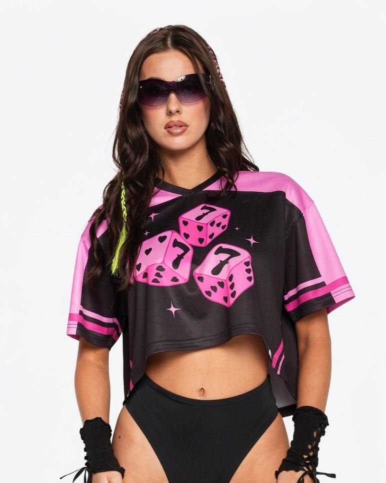 Feeling Lucky Cropped Football Jersey - Image 1