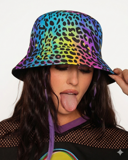 たけし　space iconfoil bucket hat Cosmic Jungle Reversible Stash Bucket Hat – iHeartRaves
