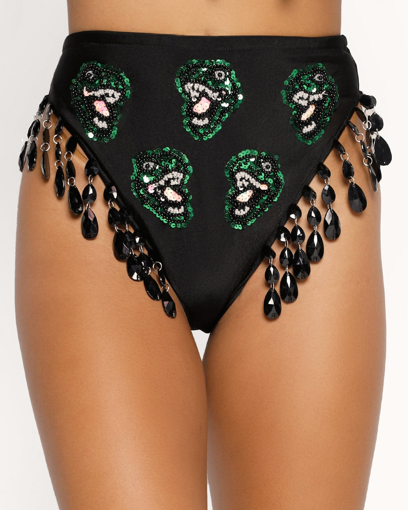 Going Wild T-Rex Carnival Bottoms-Black/Green-Regular-Front--Courtney---S