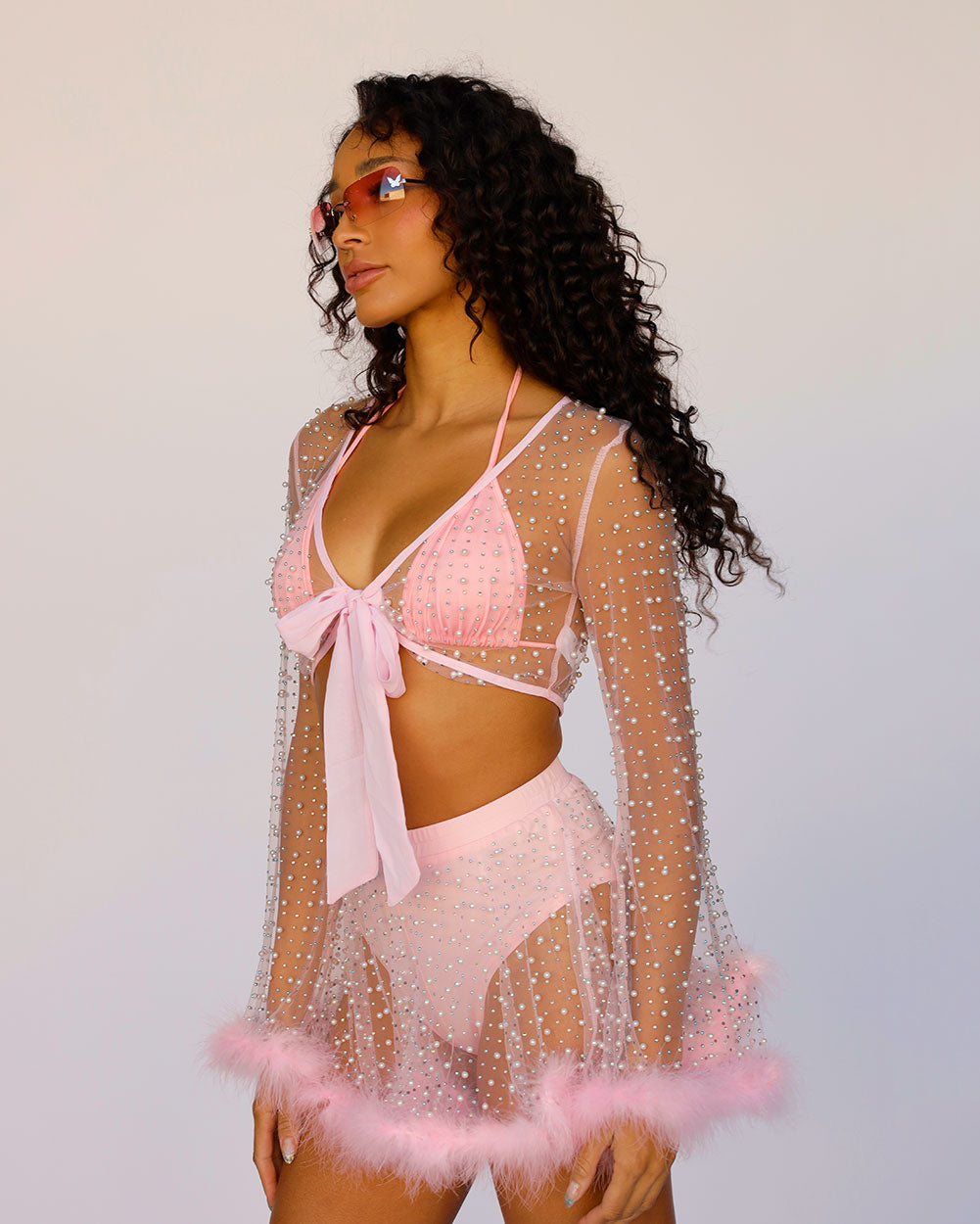 Happy Ever After Marabou Mesh Top-Baby Pink-Side--Courtney---S