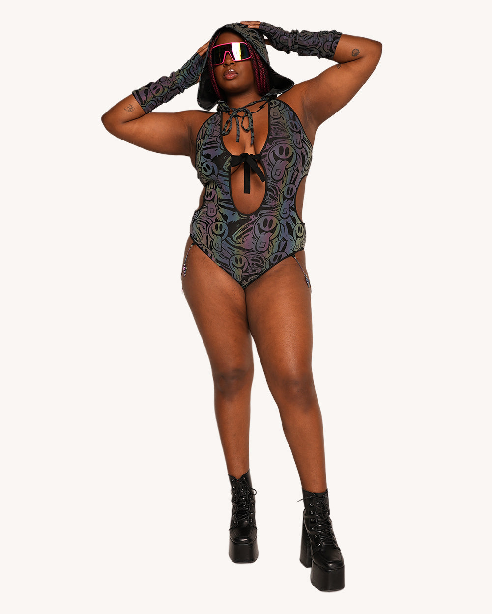 Happy Hour Rainbow Reflective Tie Bodysuit - Image 34718366433463