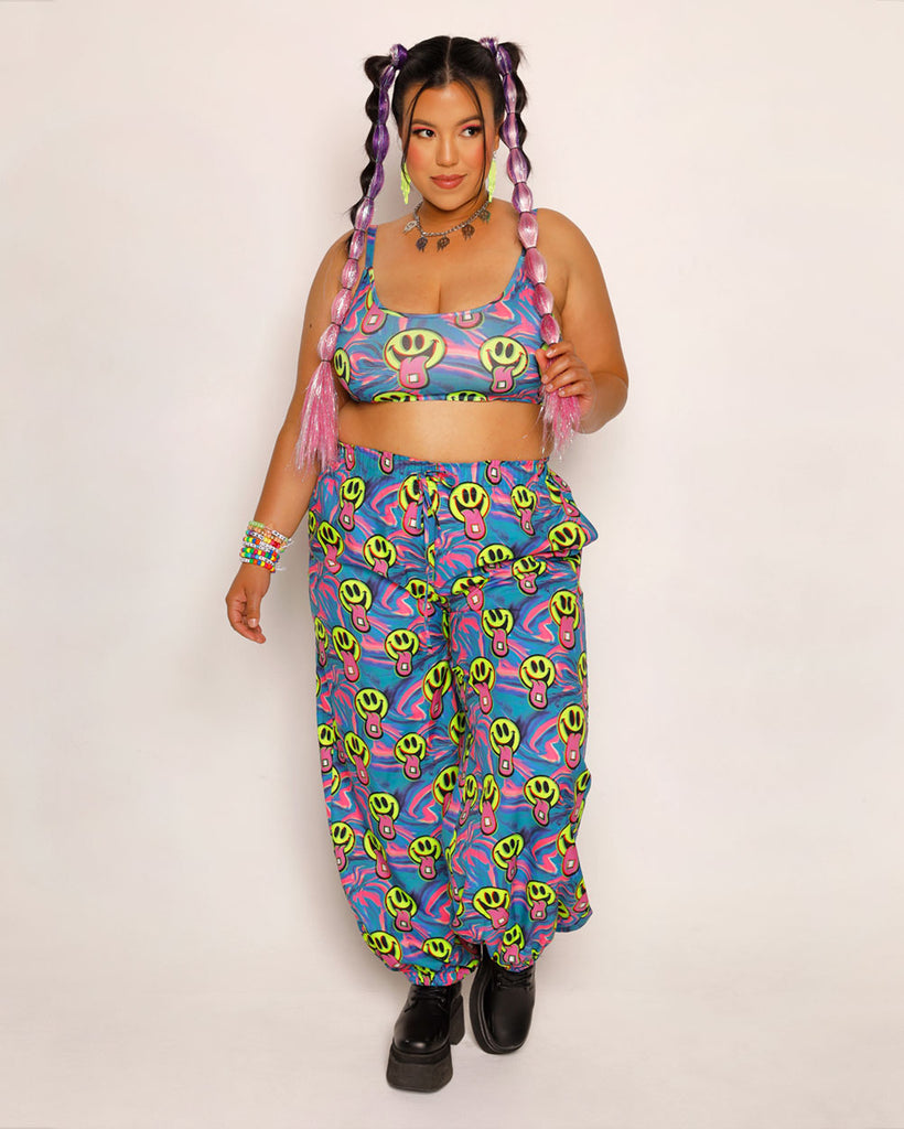 Happy Hour Harem Pants-Black/Blue/Pink-Curve1-Full--Silvia---1X