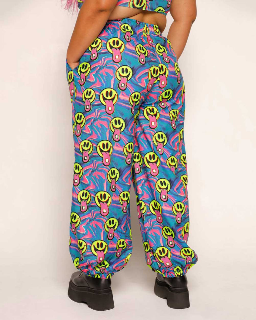 Happy Hour Harem Pants-Black/Blue/Pink-Curve1-Back--Silvia---1X