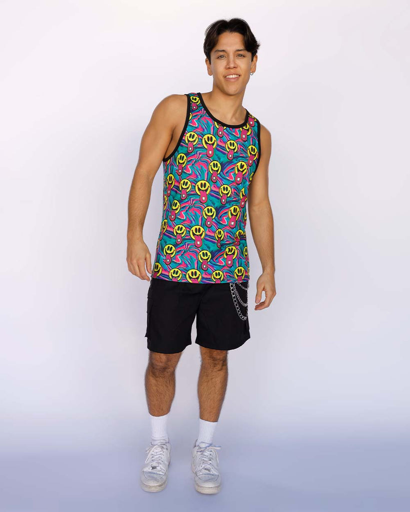 Happy Hour Men's Tank-Blue/Green/Pink-Full--Milo---L