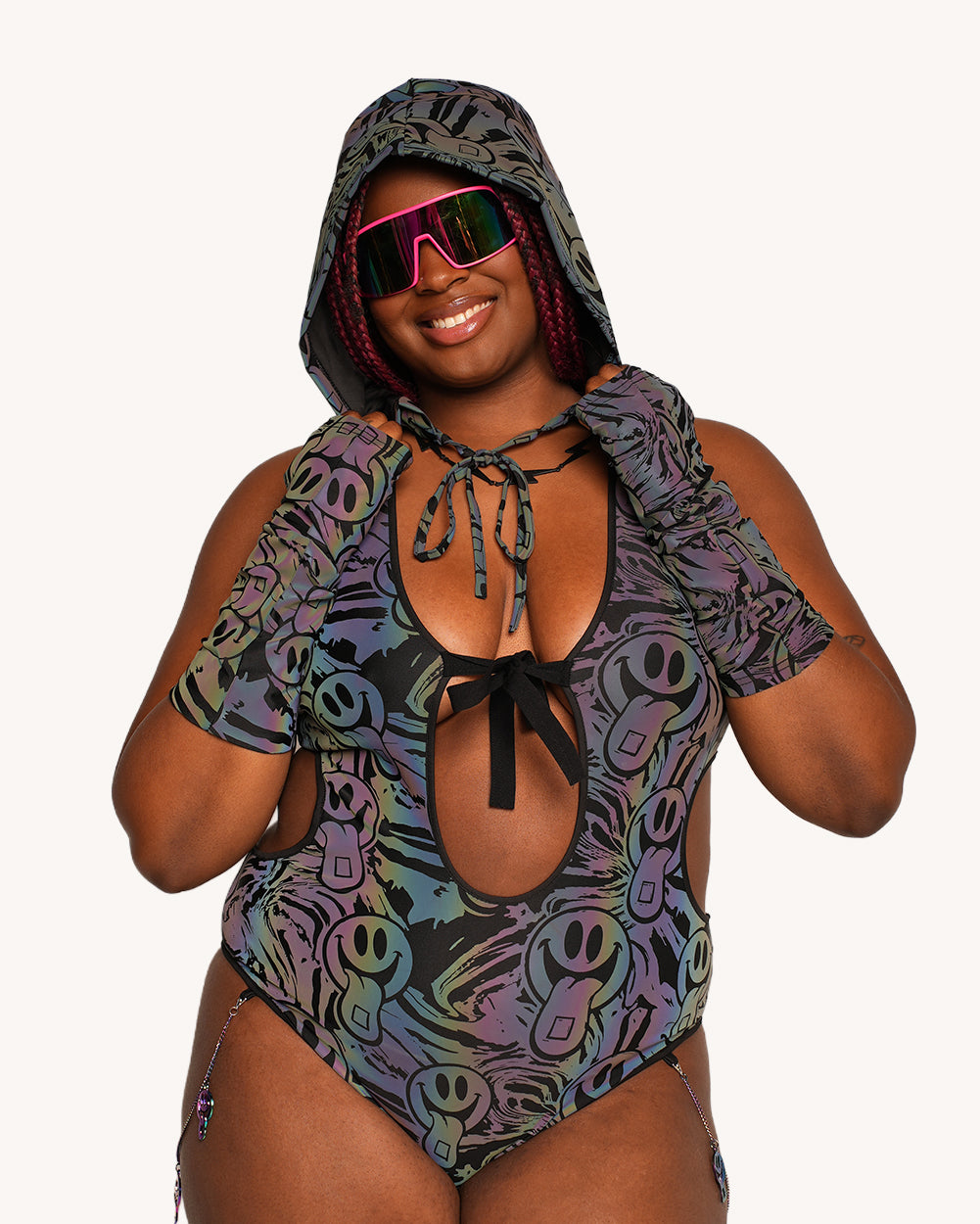 Happy Hour Rainbow Reflective Tie Bodysuit - Image 6