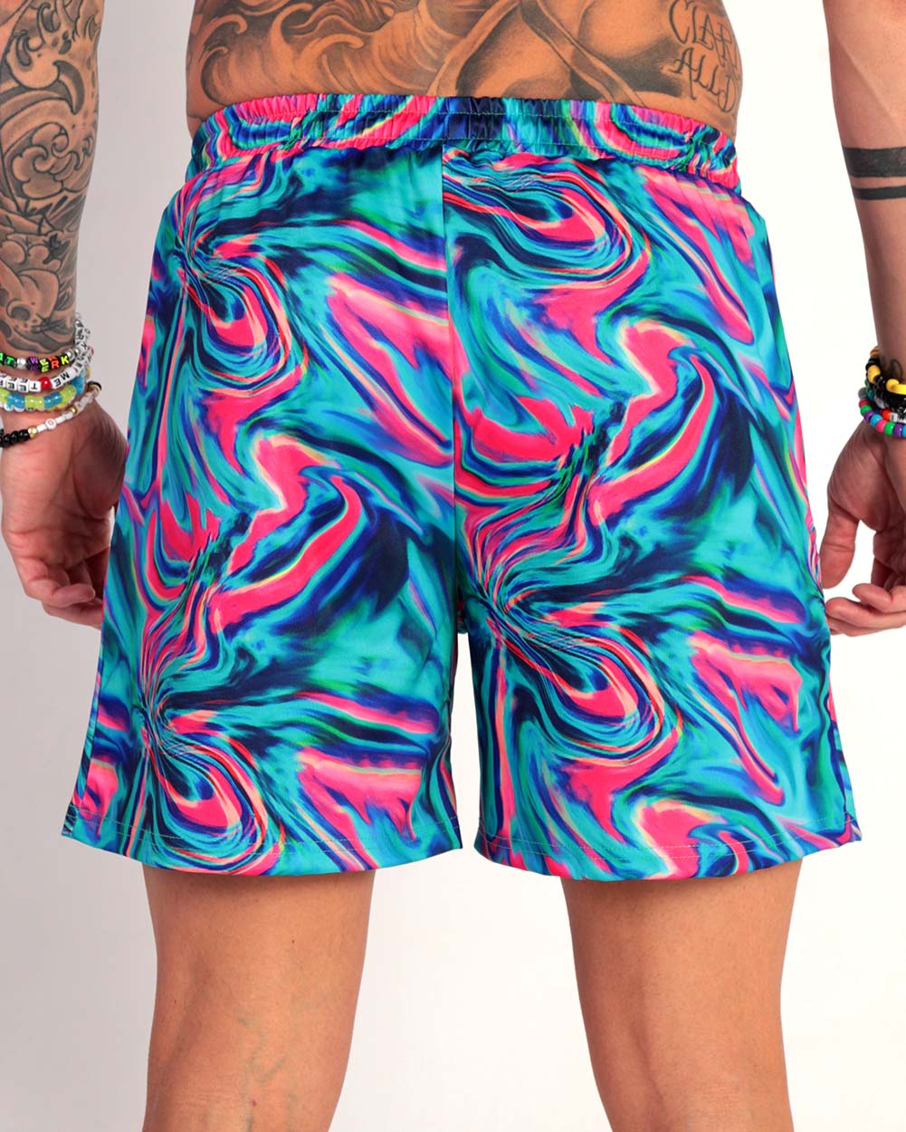 Happy Hour Trippy Shorts-Neon Blue/Neon Pink-Back--Zach---L