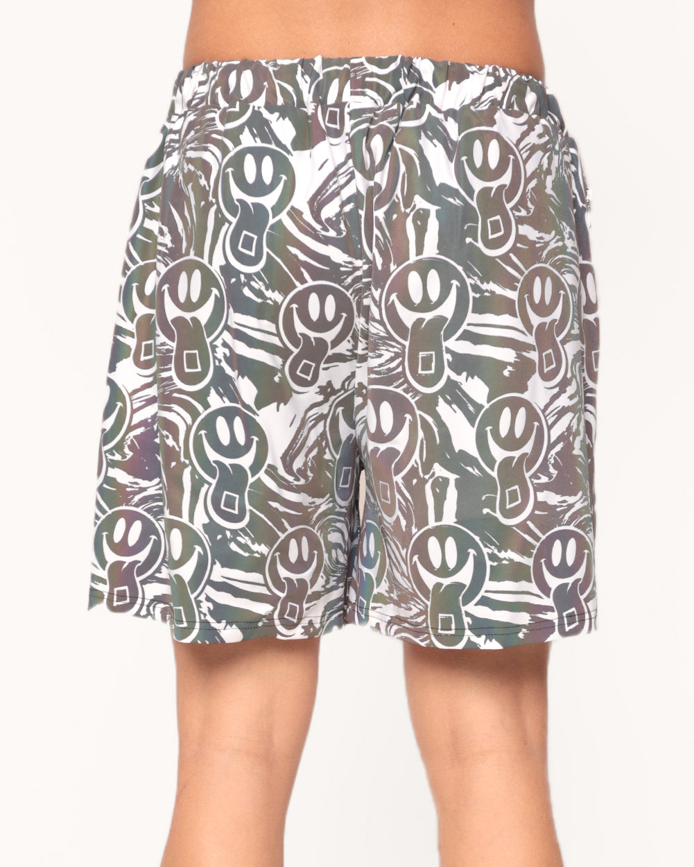 Happy Hour White Reflective Shorts-Men