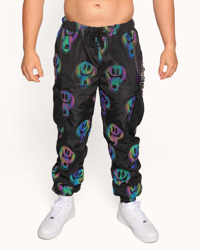 Happy Hour Rainbow Reflective Joggers-Black/Rainbow-Regular-Front--Eric2---L