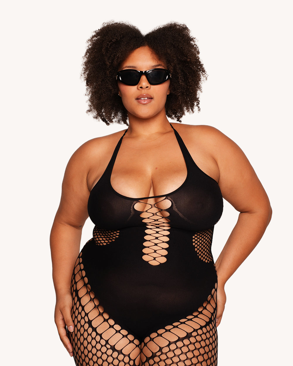 Hard Tech Fishnet Halter Jumpsuit - Image 3
