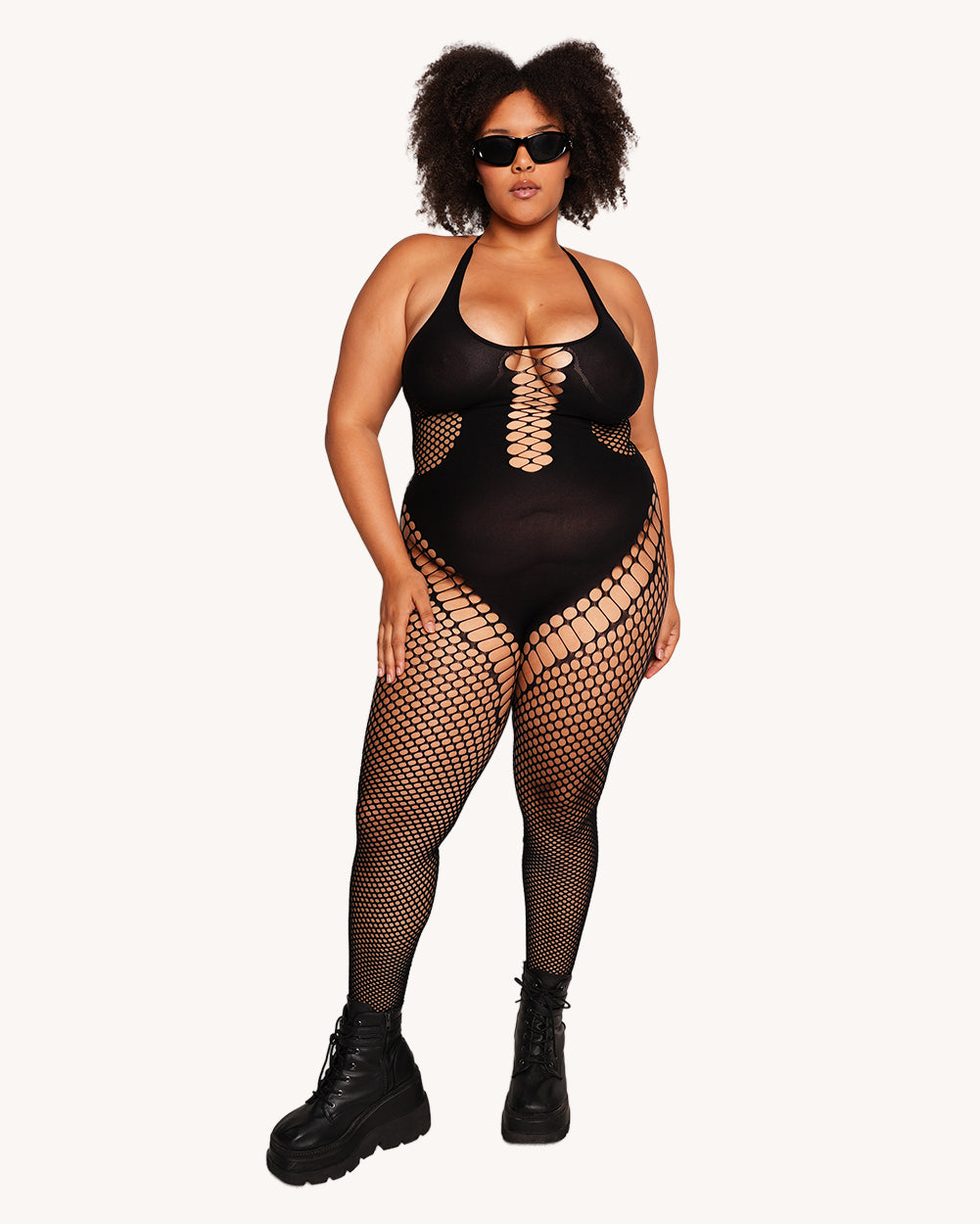 Hard Tech Fishnet Halter Jumpsuit - Image 5