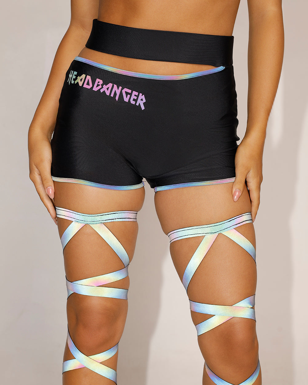 Headbanger BB Rainbow Reflective Shorts-Black/Rainbow-Regular-Reflective--Chloe---S