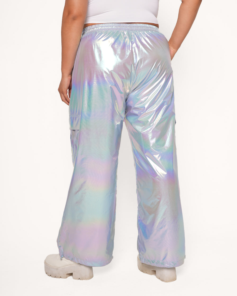 Heaven is a Hologram Iridescent Cargo Pants-Iridescent-Curve1-Back--Anyssa---1X