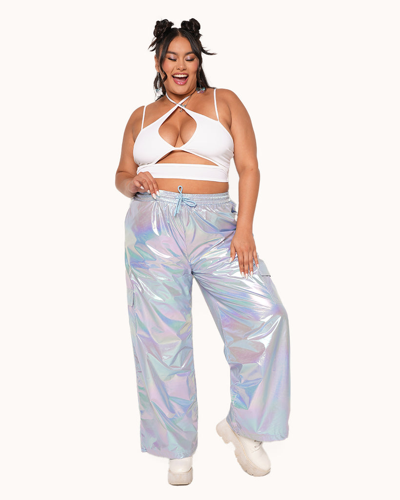 Heaven is a Hologram Iridescent Cargo Pants-Iridescent-Curve1-Full--Anyssa---1X