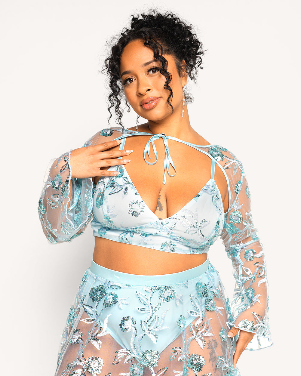 Heaven's Dust Tie-Front Ultra Crop Top-Baby Blue-Curve1-Front--Cassie---1X