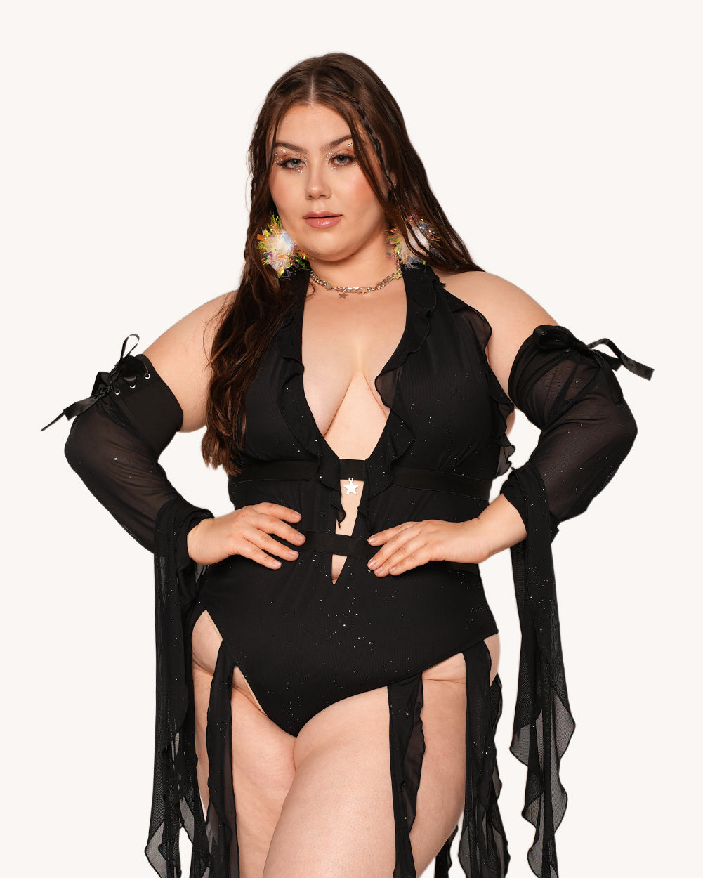 Holo Star Bodysuit with Sleeves - Image 34272466960567