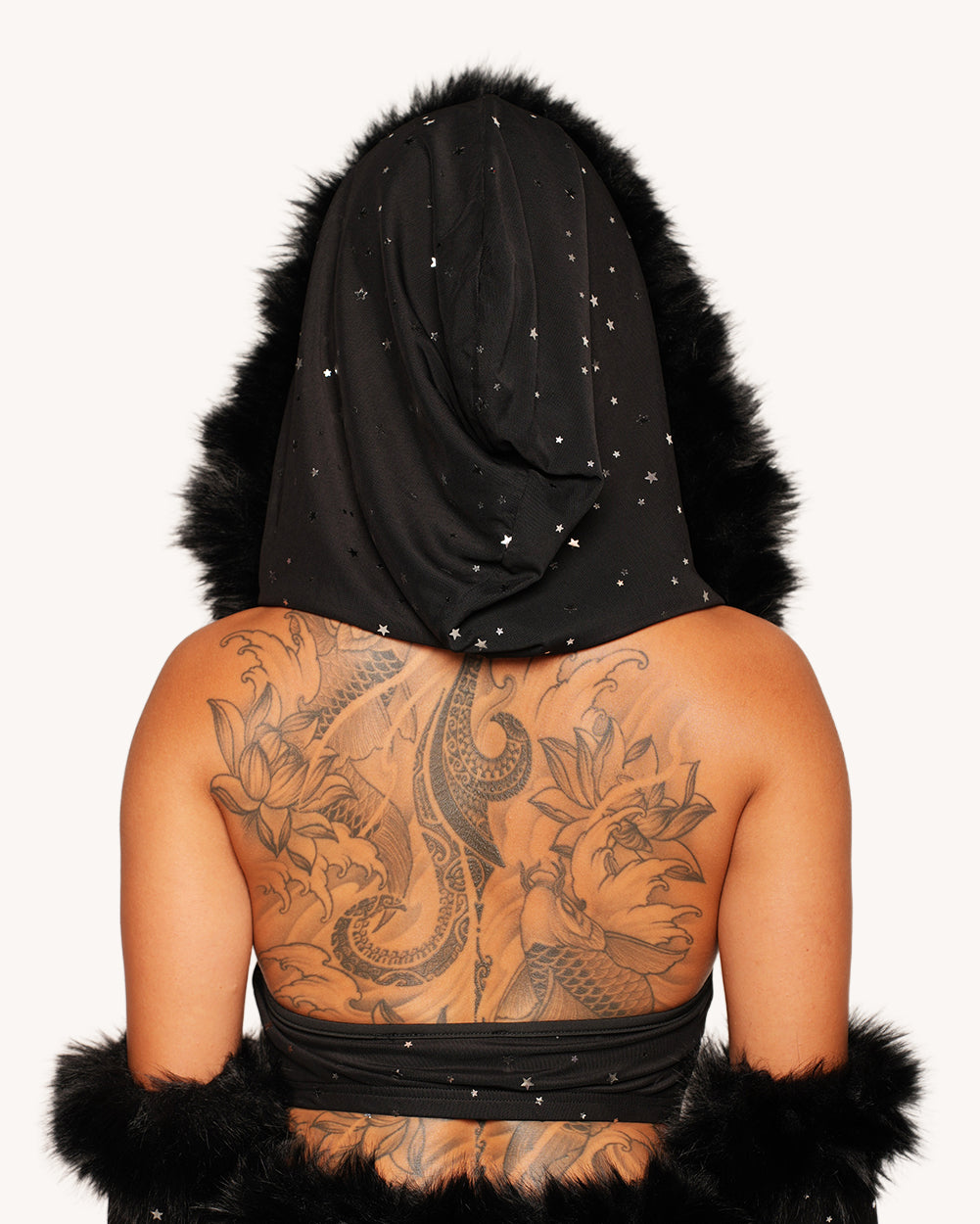 Holo Star Fur Hooded Top with Sleeves - Image 2