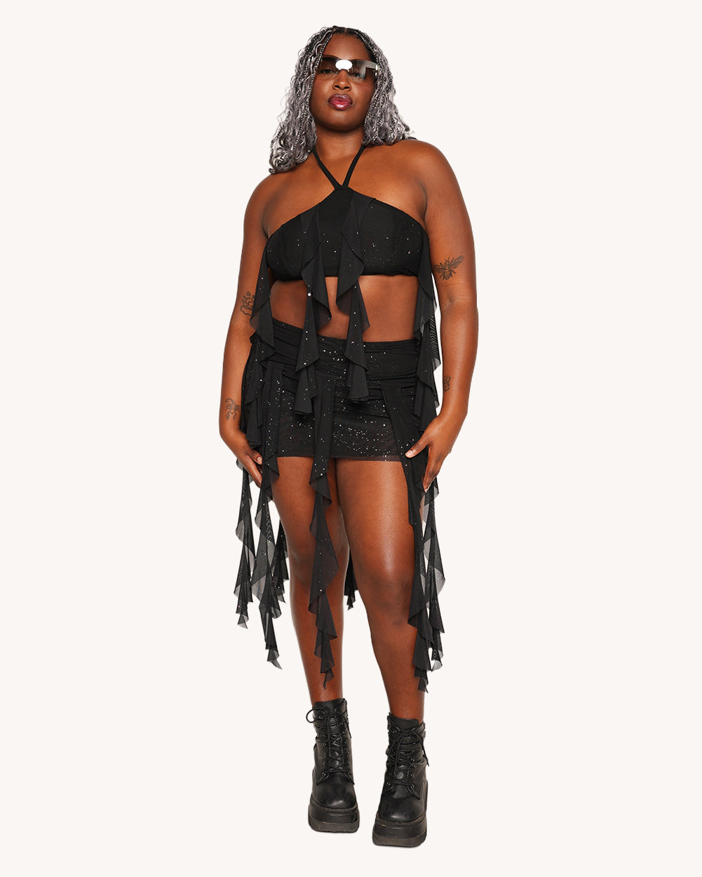 Holo Star Mesh Cascading Mini Skirt - Image 7