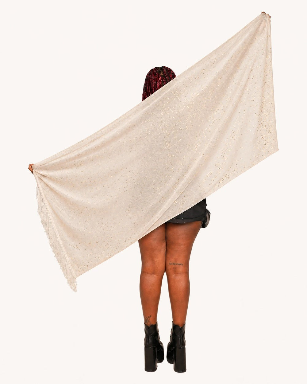 Holo Star Tassel Pashmina - White