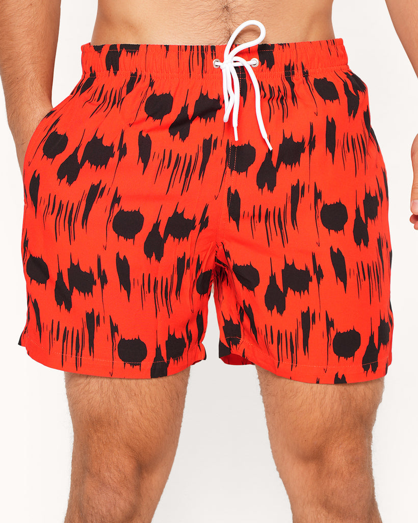 Horror House Men's Camp Shorts-Black/Red-Regular-Front--Jacob---L