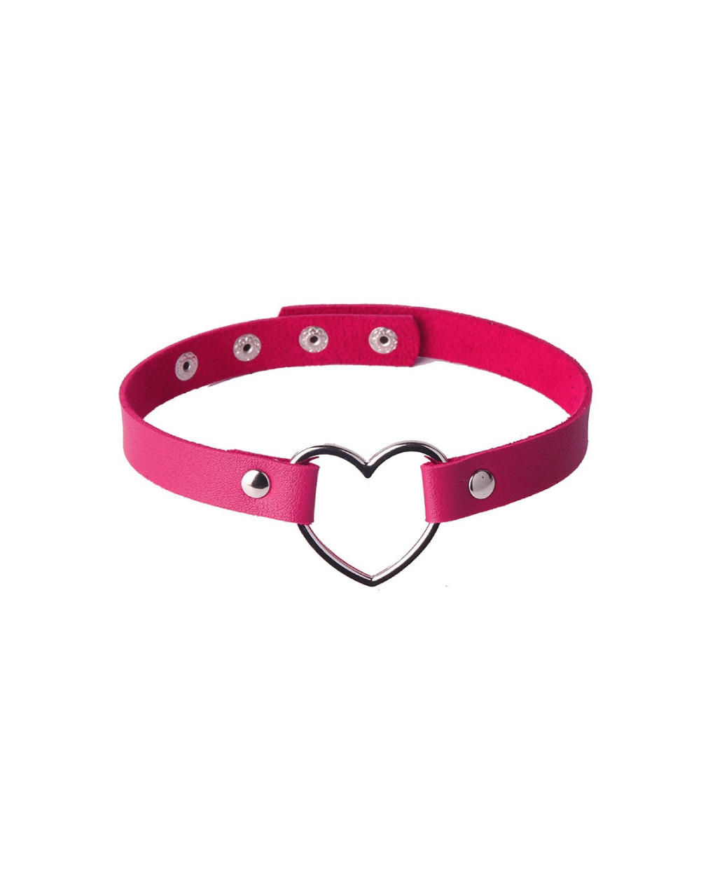 Hot Shot Heart Choker-Neon Pink-Regular-Front--Model---S