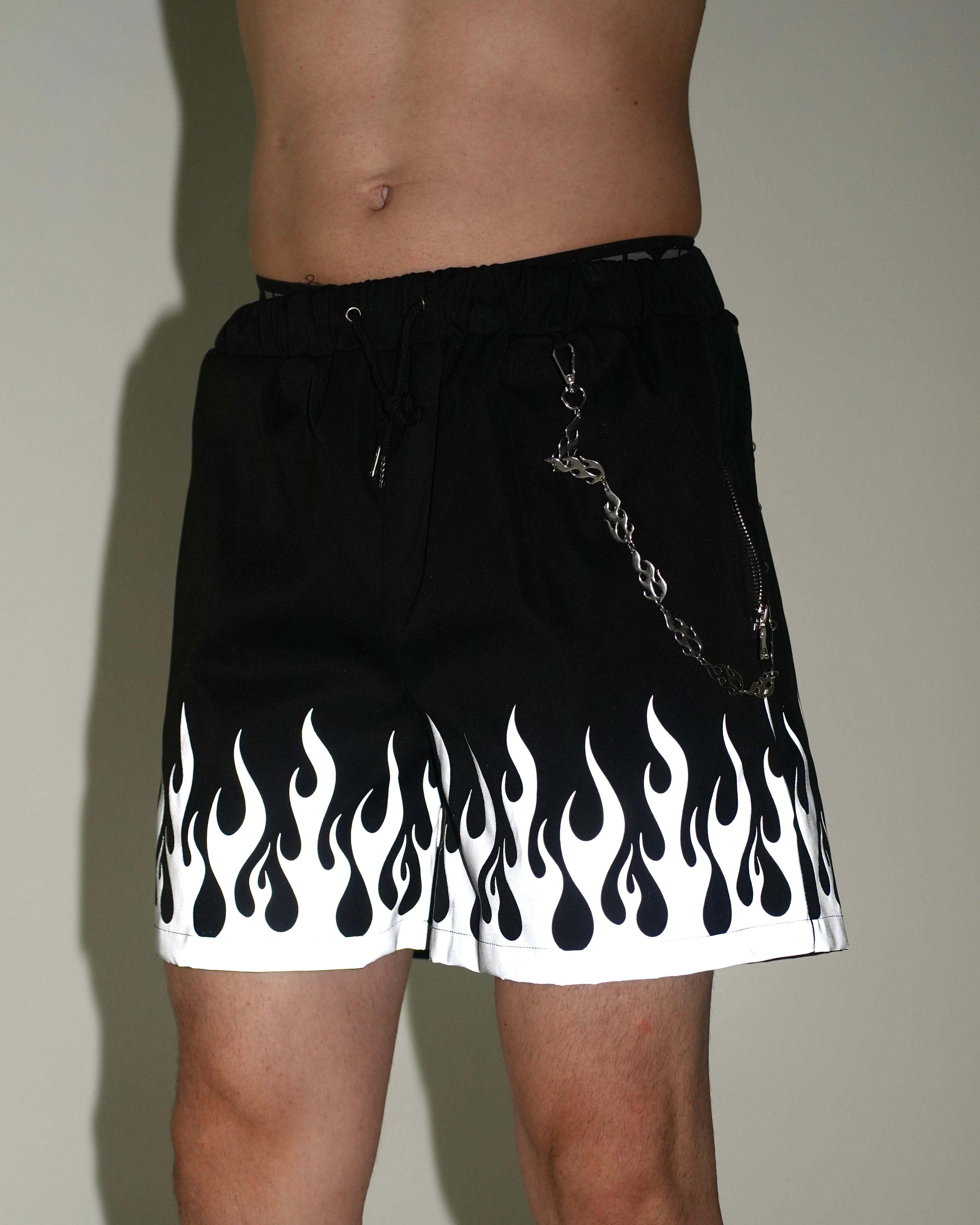 White Hot Chaos Men's Silver Reflective Shorts - Image 35190586835127
