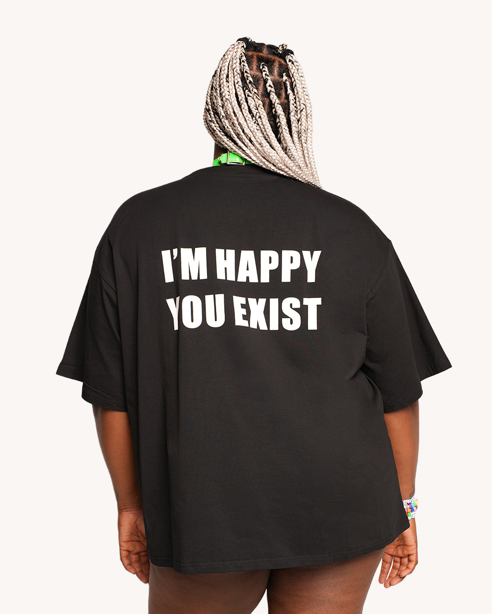 Leblunt x iHR I'm Happy You Exist Oversized Tee - Image 33161697460407