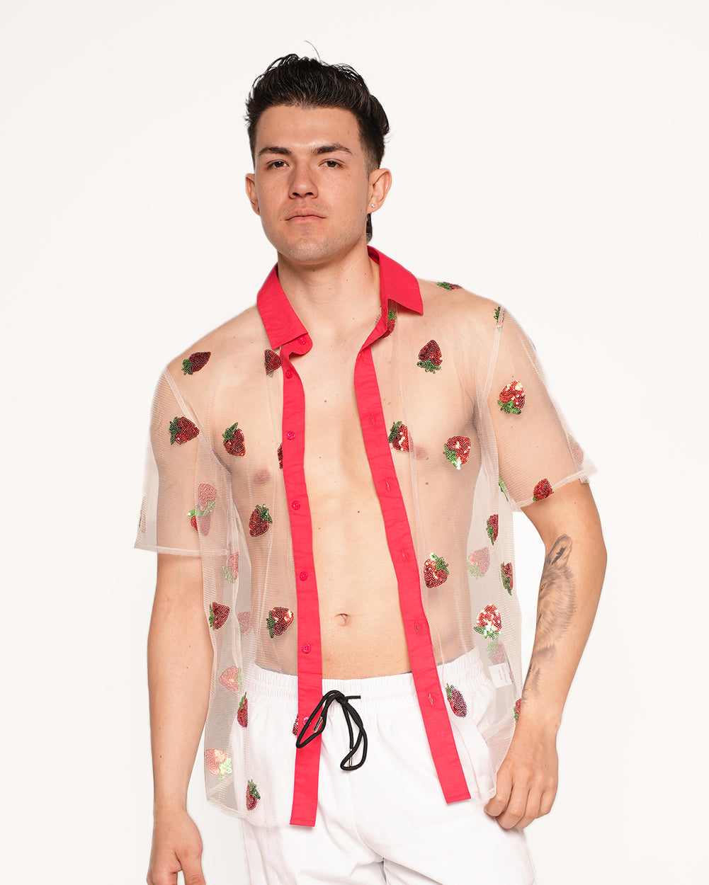 In Season Strawberry Short Sleeve Button Up-Men