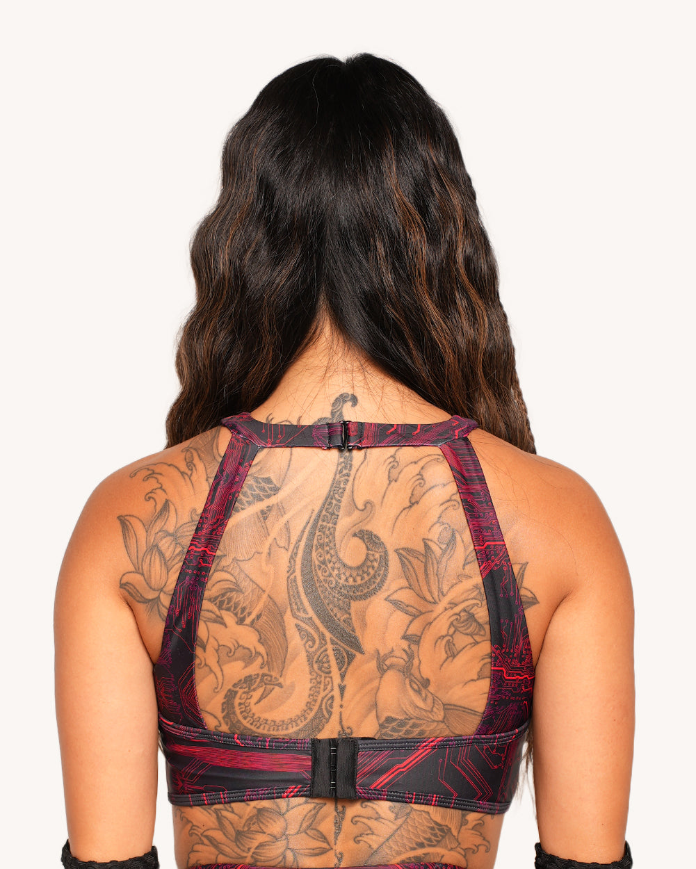 Infinite Matrix Cutout Fishnet Top with Sleeves - Image 1