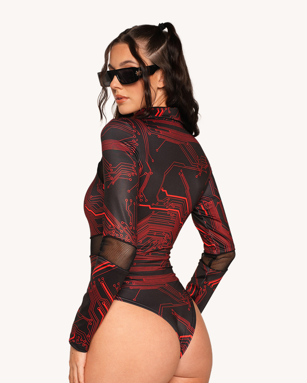 Infinite Matrix Longsleeve Zip-Up Bodysuit - Image 1