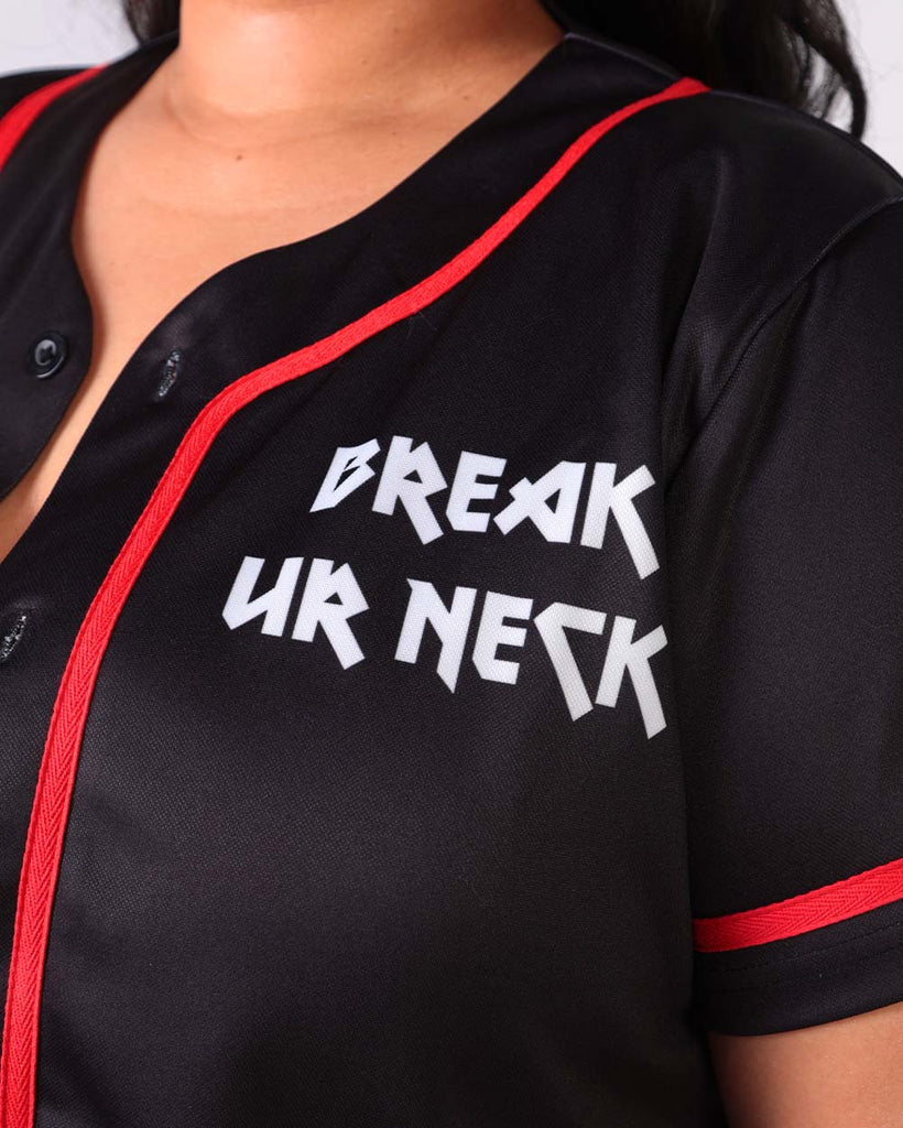 Inner Anthem Headbanger Cropped Jersey-Curve1-Black/Red/White-Detail 2