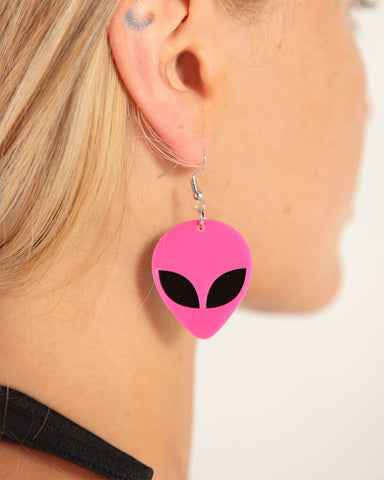 Intruder Alert Neon Alien Earrings