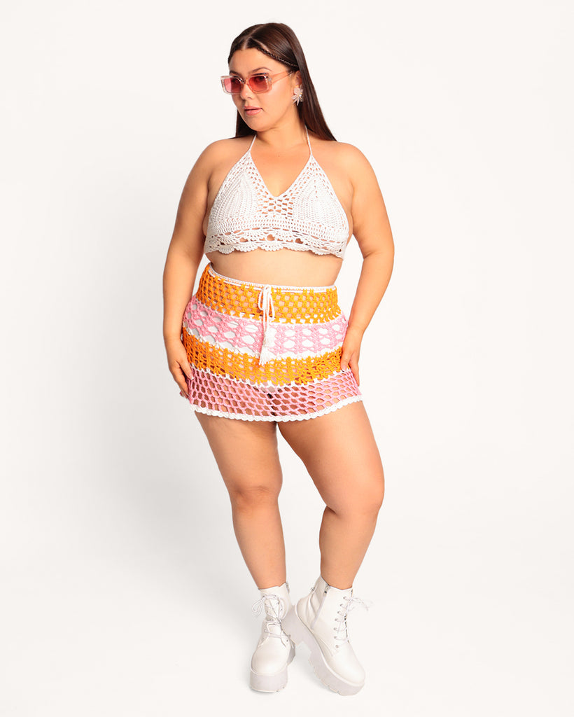 Sunkissed Sis Curve Crochet Skirt-Pink/White-Curve1-Full--Milani---2XL