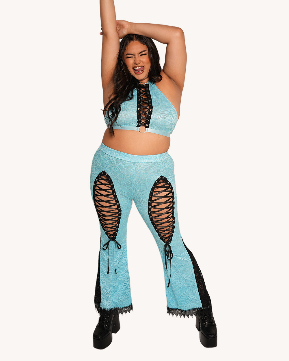 Jami Jones x iHR Lace Me Up O-Ring Top - Image 33278089429175