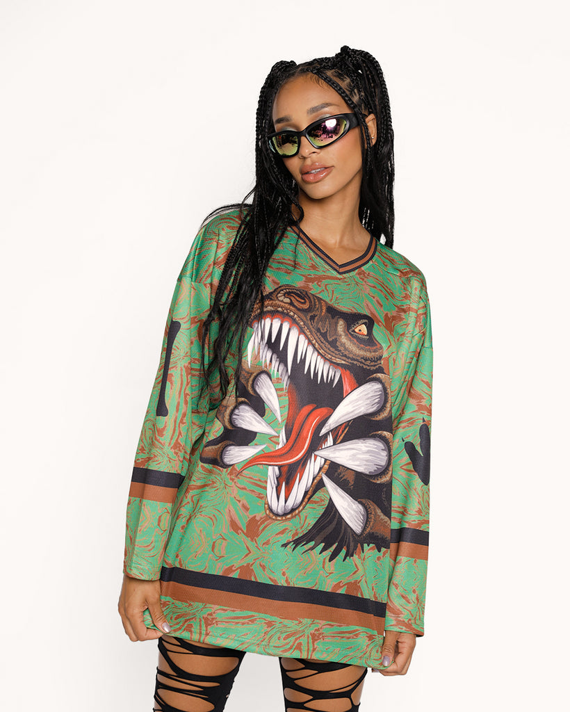 Jurassic Bass Jersey-Black/Green-Regular-Front--Courtney---S