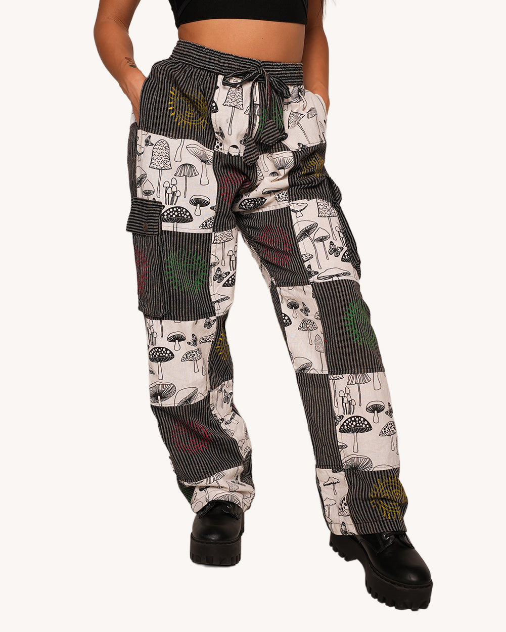 Just A Fun-Gi Patchwork Pants - Image 34328764383415