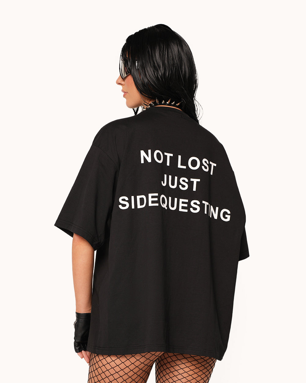 Just Sidequesting Tee-Black/White-Regular-Back--Sarah2---S