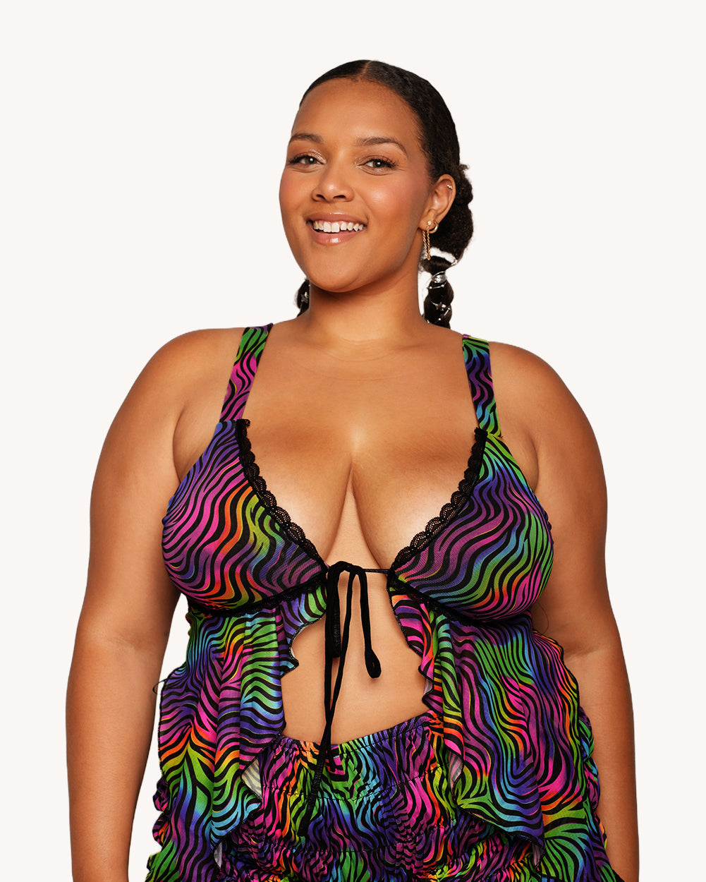 Kaleido Swirl Ruffle Halter Top - Image 38344102936759