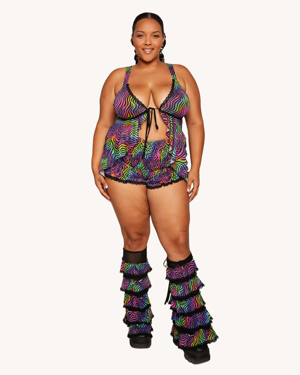 Kaleido Swirl Ruffle Halter Top - Image 7