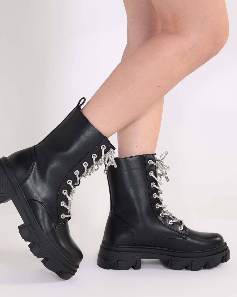 Kandi Kickers Lace Up Boots-Black-Side