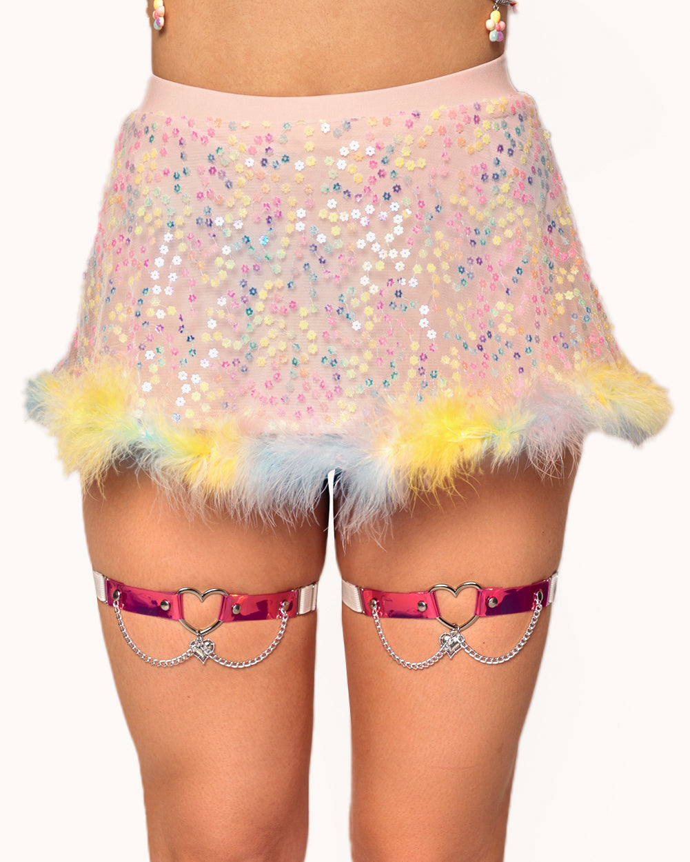 Katie Kayyyy x iHR Pastel Prism Marabou Skirt - Image 31629211599031