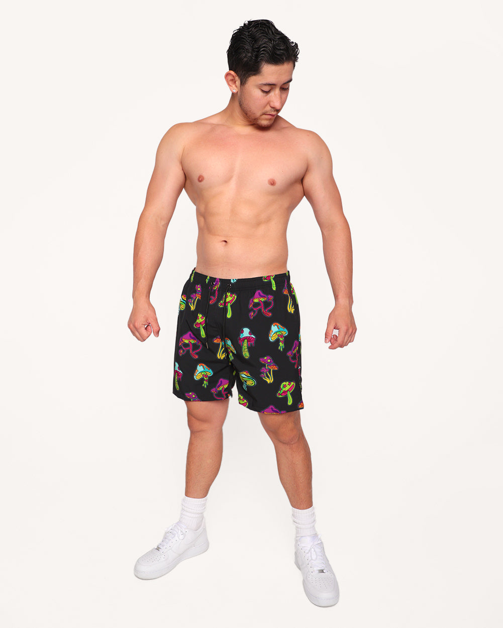 Kooky Chronicles Mushroom Shorts-Black/Green/Pink/Purple-Regular-Full--Eric2---L