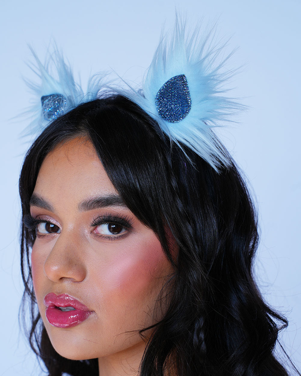 KritterKlips Purr Cat Ears-Black/White-Side