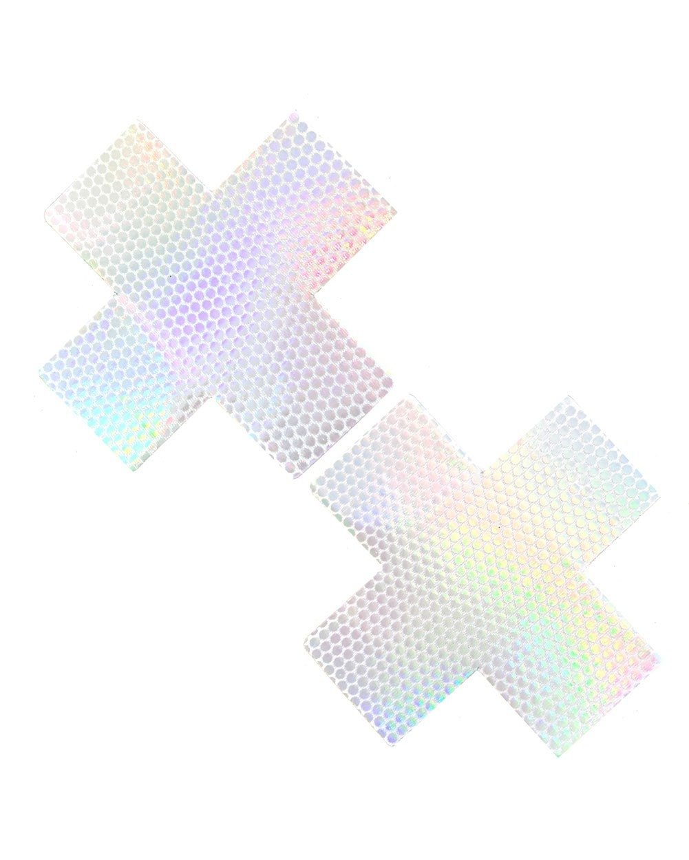 Neva Nude Liquid Pure White Hologram Cross Pasties