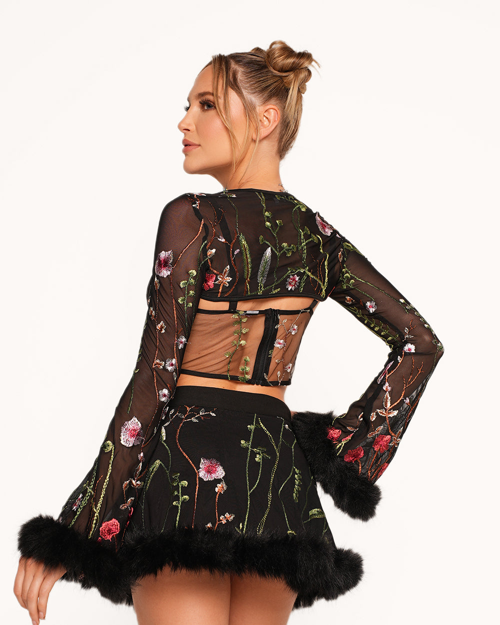 Lace Flowerfields Stretch Marabou Ultra Crop Top 2.0 - Image 1