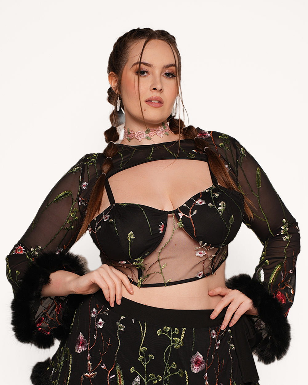 Lace Flowerfields Stretch Marabou Ultra Crop Top 2.0 - Image 6