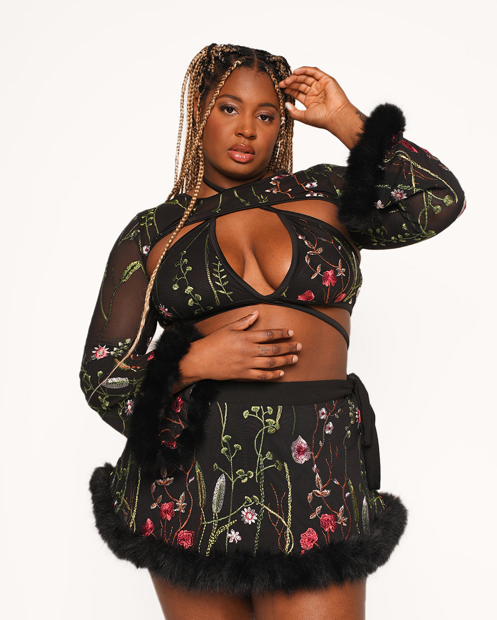 Lace Flowerfields Stretch Marabou Ultra Crop Top 2.0 - Image 4