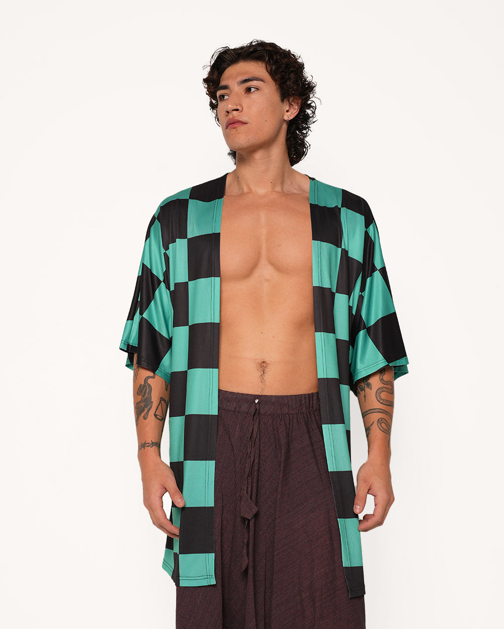 Level Up Robe-Black/Green-Regular-Front--Aden---L